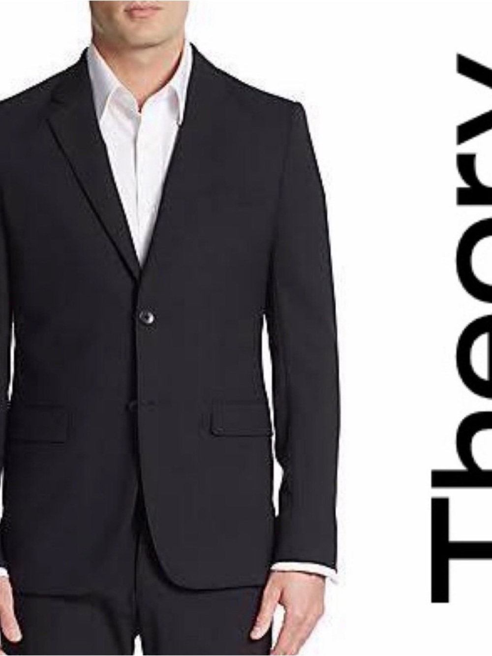Theory Black Wool 40R Two-Button Blazer - Classic Formal Jacket